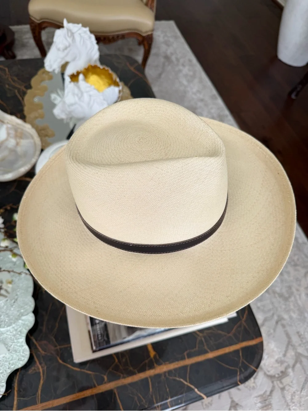 Aussie Ala Alzada Fino White Panama Hat with Black Band Aussie Ala Alzada Fino White Panama Hat with Black Band  main image 2